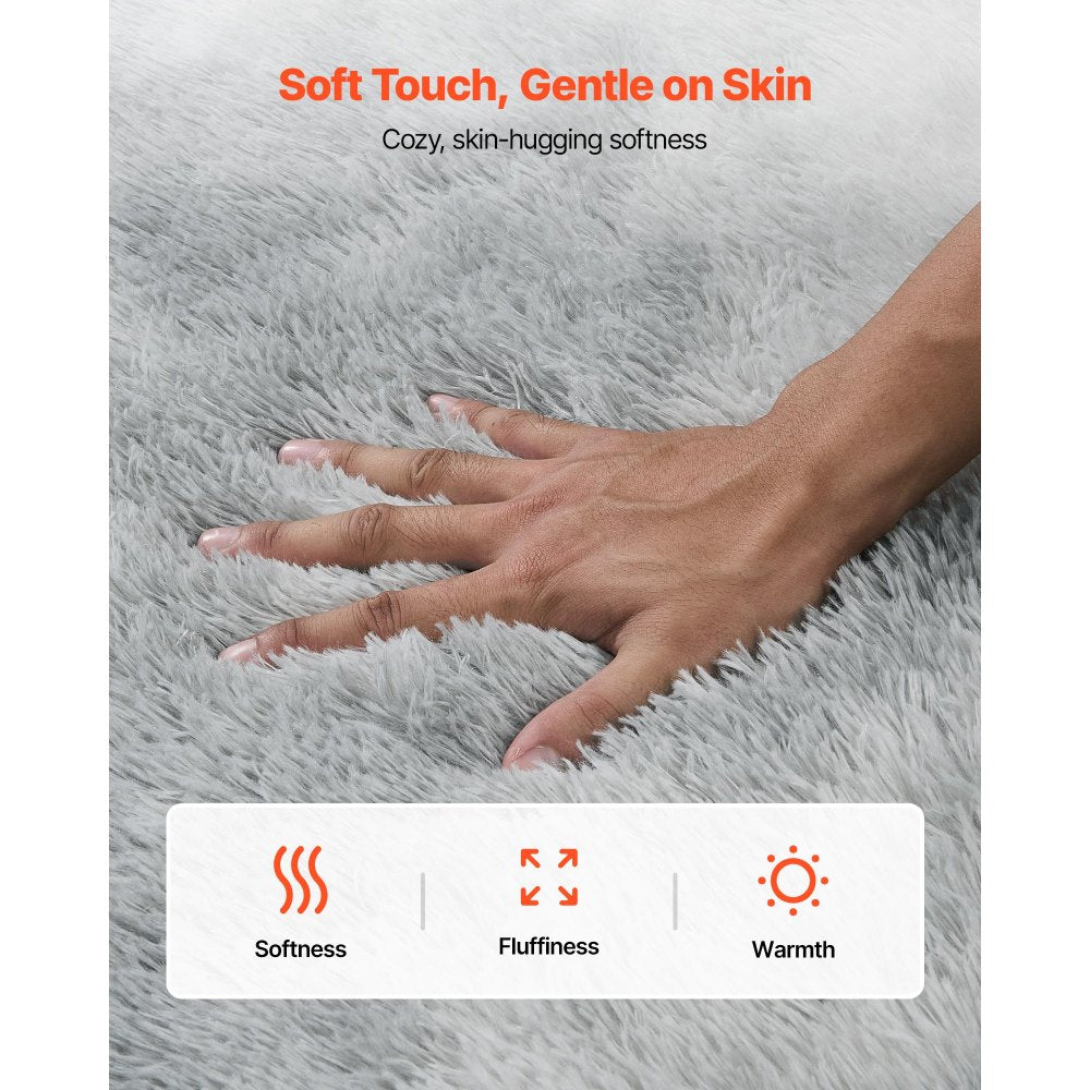VEVOR Indoor Plush Area Rugs, 6 x 9 ft Soft Plush Carpet, Furry Shag Area Rugs for Living Room, Bedroom, Modern Home Decor Aesthetic Long-Pile Rug, Non-Shedding, Slip-Resistant, Tie-Dye Light Gray