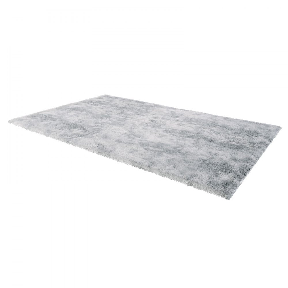 VEVOR Indoor Plush Area Rugs, 6 x 9 ft Soft Plush Carpet, Furry Shag Area Rugs for Living Room, Bedroom, Modern Home Decor Aesthetic Long-Pile Rug, Non-Shedding, Slip-Resistant, Tie-Dye Light Gray