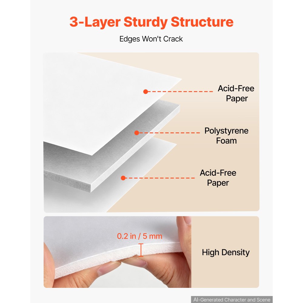 VEVOR Foam Board, 10 Pack 30 x 40 in, 3/16 in Thickness White Poster Board, for Mounting, Crafts, Paintings Prints, Art, Display, Presentation and Projects, Acid-Free Double Sided Foam Core Sheets
