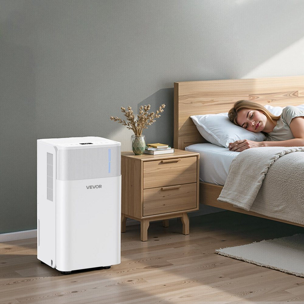 VEVOR 30 Pints Dehumidifier for Home & Basement, Drain Hose for Commercial & Industrial Use, Smart Humidity Control, Low Noise for Large Rooms, Warehouses, Bedrooms & Storage, Large Coverage,White