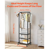 VEVOR Clothes Rack, Rolling Clothing Garment Rack with Hanging Rod and Side Hooks, 3 Storage Shelves, 99 lbs Load Capacity, Heavy Duty Carbon Steel Clothing Racks for Bedroom, Laundry, Living Room