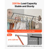 VEVOR Clothes Rack, Rolling Clothing Garment Rack with 2 Hanging Rods and Storage Basket, 330 lbs Load Capacity, Extendable Carbon Steel Clothing Racks with Wheels for Bedroom, Laundry, Living Room