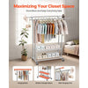 VEVOR Clothes Rack, Rolling Clothing Garment Rack with 2 Hanging Rods and 2 Storage Shelves, 264 lbs Load Capacity, Adjustable Height Carbon Steel Clothing Racks for Bedroom, Laundry, Living Room