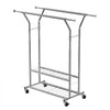 VEVOR Clothes Rack, Rolling Clothing Garment Rack with 2 Hanging Rods and 2 Storage Shelves, 264 lbs Load Capacity, Adjustable Height Carbon Steel Clothing Racks for Bedroom, Laundry, Living Room