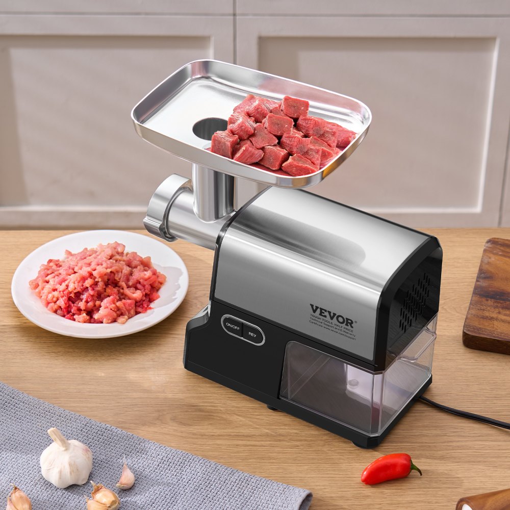 VEVOR Meat Grinder, 4.2 Lbs/Min Capacity Electric Meat Grinders with Blade, Grinding Plate, Sausage Maker, Kubbe Kit, Stainless Steel Meat Mincer for Home Kitchen
