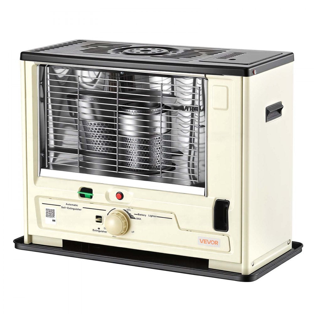 VEVOR Cordless Radiant Kerosene Heater, 10000 BTU Portable Space Heater, for Home, Garage, Camping, Workshop, Emergency, Outdoor Activity, with Flame Control, Tip-Over Shutoff, Funnel, Batteries