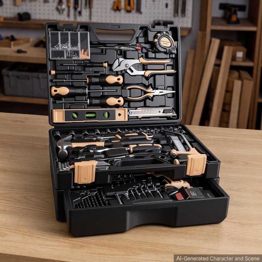 VEVOR Tool Kit 318-Piece General Household Tool Kit for Home Maintenance, For Everyday House Repairs, DIY Projects, with Portable Storage Case, High-Quality Steel, with Cordless Drill, Bits, Hammer