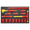 VEVOR Insulated Socket Set, 16-Piece Insulated Wrench Tool Set, 1000V Insulated Socket Tool, with Insulated Sockets, Insulated T-Handle Wrench, Drive Rachet, Extensions, for Electricians Home Repair