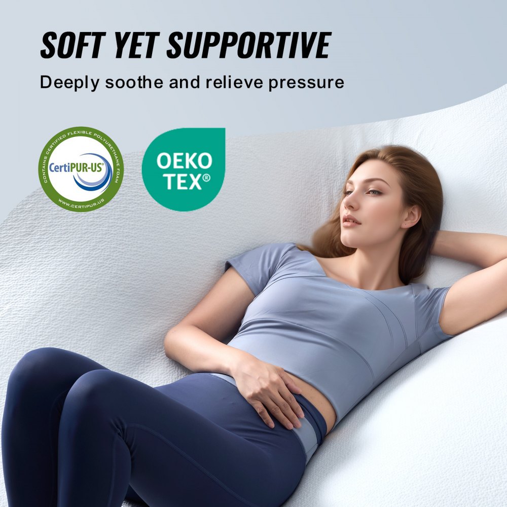 VEVOR Mattress Topper, Queen Size, 3 in Thickness, Soft Memory Foam Mattress Pad, Premium Cooling Gel Infusion, Detachable and Washable, Compressed Package for Quick Setup, Comfy Support for Any Bed