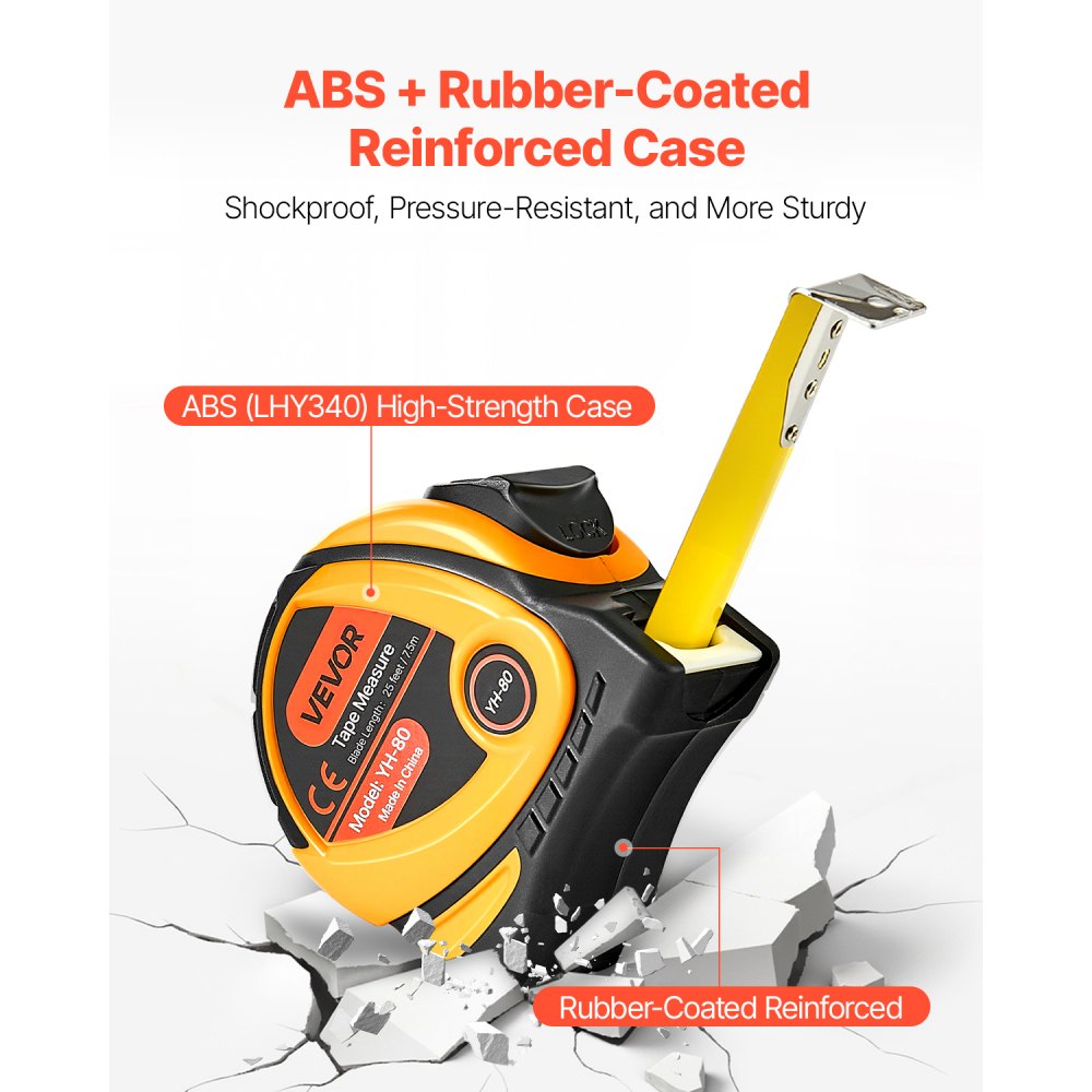 VEVOR 2 Packs Tape Measure 25 ft Length, Measuring Tape with Retractable, Imperial and Metric ft/m Dual-Scale & ABS Case & Easy Read Steel Measurement Tool,for Outdoor,Decoration