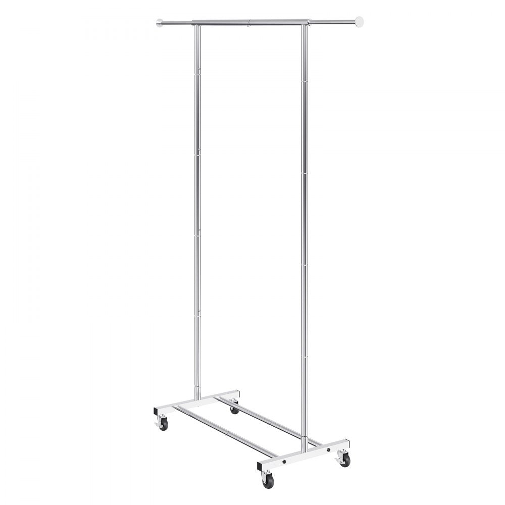 VEVOR Clothes Rack with Wheels, Heavy Duty Clothing Garment Rack with Hanging Rod and Bottom Storage Area, Adjustable Length Clothing Rack, 2 Lockable Wheels