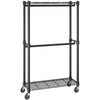 VEVOR Heavy Duty Clothes Rack, Double Hanging Rods Clothing Garment Rack with Bottom and Top Storage Tier, Rolling Clothing Rack for Hanging Clothes, 1'' Diameter Thicken Steel Tube Hold Up to 300Lbs