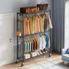 VEVOR Heavy Duty Clothes Rack, Rolling Clothing Garment Rack with 3 Storage Tiers, 2 Rods and 2 Pairs Side Hooks, Adjustable Height Clothing Rack Closet for Hanging Clothes, 400 Lbs Load Capacity