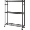 VEVOR Heavy Duty Clothes Rack, Rolling Clothing Garment Rack with 3 Storage Tiers, 2 Rods and 2 Pairs Side Hooks, Adjustable Height Clothing Rack Closet for Hanging Clothes, 400 Lbs Load Capacity
