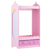 VEVOR Kids Dress Up Storage, with Mirror, Toddler Costume Wardrobe with Drawer, Dress Up Wardrobe Closet for Little Girls, Pretend Storage Dresser, Costume Organizer, for Bedroom, Kids Room, Pink