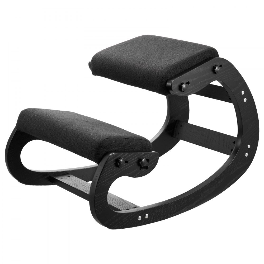 VEVOR Ergonomic Kneeling Chair, Wooden Posture Knee Chair with Adjustable Thick Foam Cushions & Solid Wood Frame, Adjustable Height, Relief for Neck or Back Pain for Home, Office or Meditation, Black
