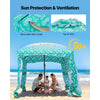 VEVOR Beach Cabana, 6 x 6 ft Beach Canopy with Side Wall, UPF 50+ Protection Easy Setup Cabana Tent with Sand Pockets, Large Portable Shade Sun Shelter, Outdoor Umbrella for Whole Family & Friends
