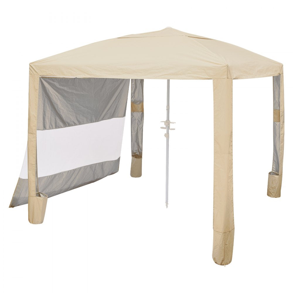 VEVOR Beach Cabana, 8 x 8 ft Beach Canopy with Side Wall, UPF 50+ Protection Easy Setup Cabana Tent with Sand Pockets, Adjustable Height Portable Shade Sun Shelter Umbrella for Family & Friends, Khaki