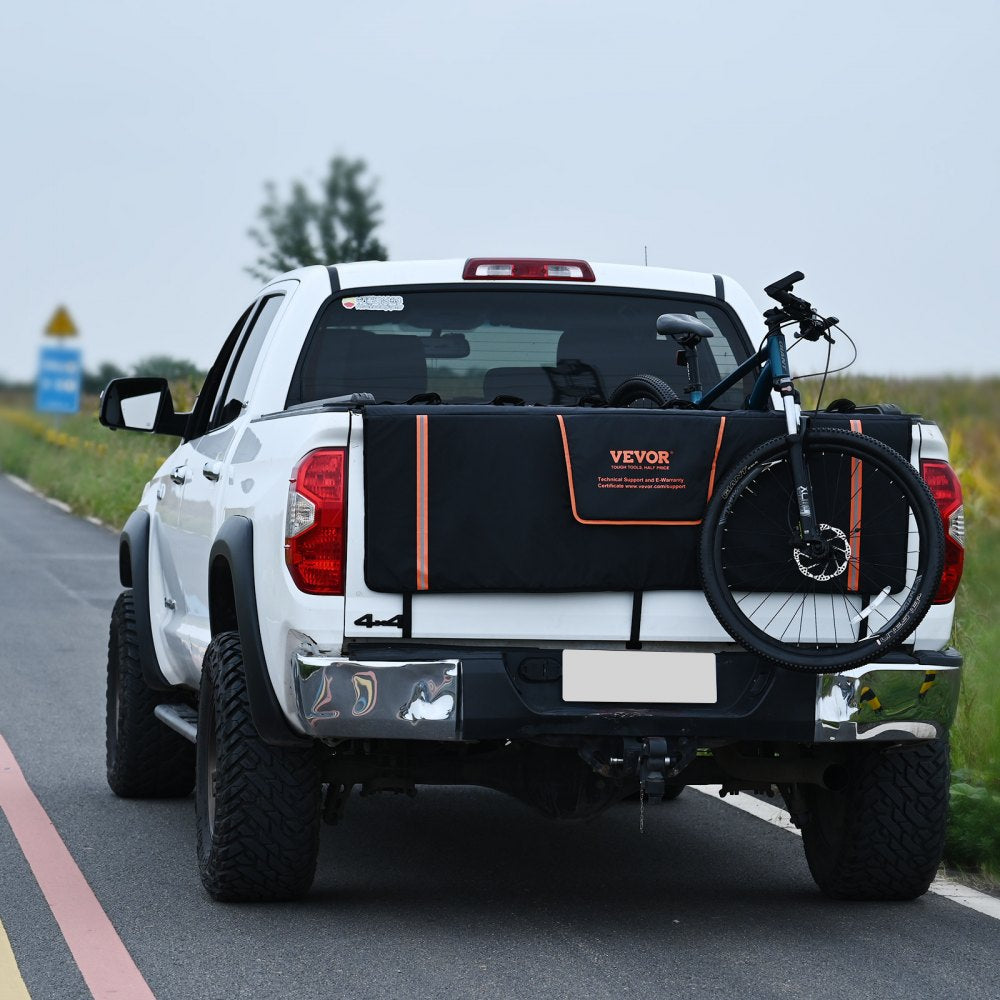 VEVOR Tailgate Bike Pad, 62" Truck Tailgate Pad Carry 6 Mountain Bikes, Tailgate Protection Pad with Reflective Strips and Tool Pockets, Tailgate Pad with Rear Camera Opening for Pickup Trucks