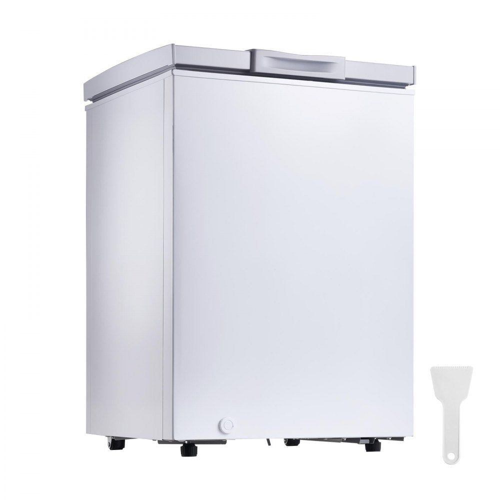 VEVOR Chest Freezer, 3.3 Cu.ft Compact Deep Freezer, Free Standing Top Open Door Chest Freezers with 2 Removable Baskets & Adjustable Thermostat - Energy Saving, Low Noise & Garage Ready, White