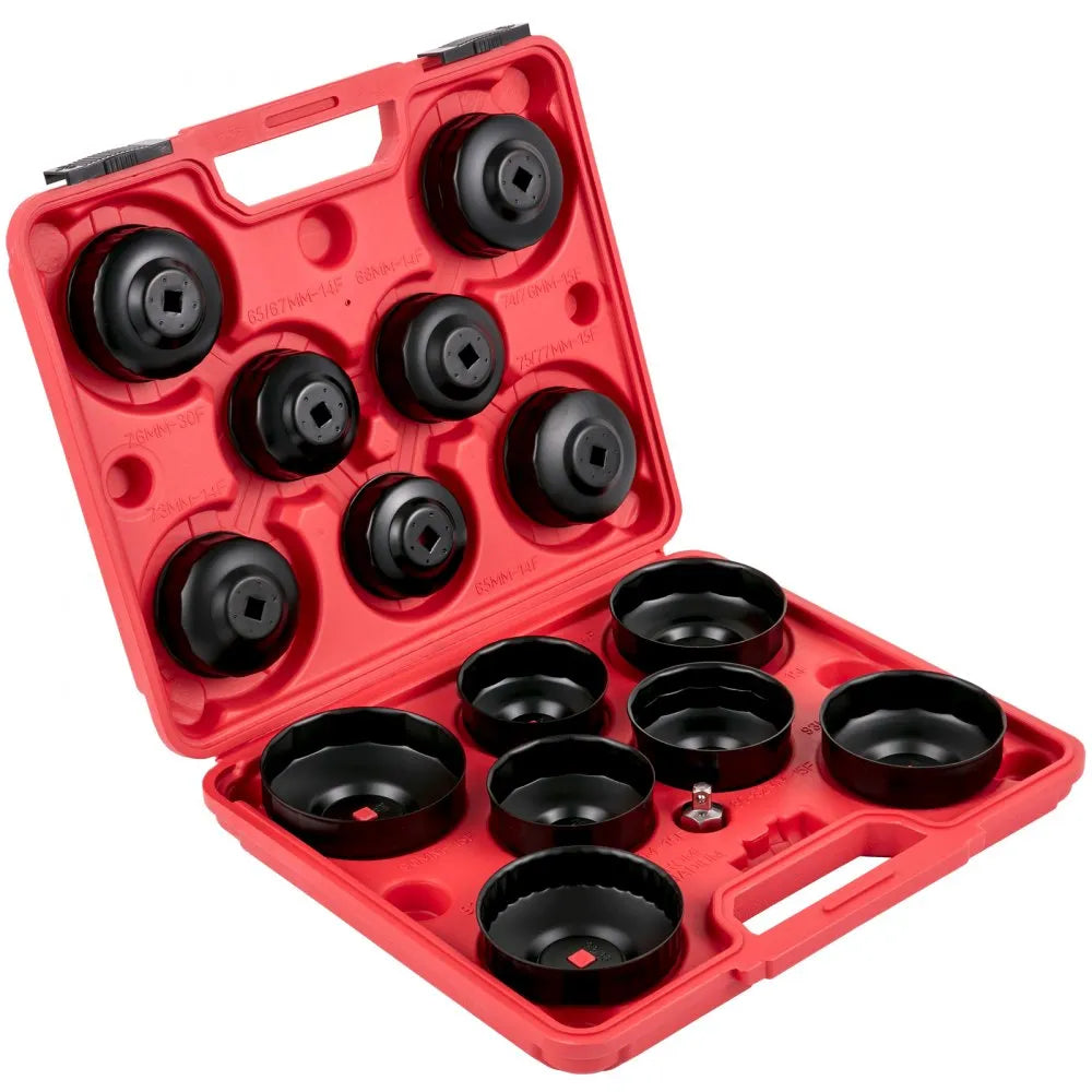 VEVOR Oil Filter Socket Set, 14 Pcs Oil Filter Wrench Set, Sturdy Steel Oil Filter Socket, 3/8\" Oil Filter Socket, Low Profile Oil Filter Socket Set For Easy Access, Oil Filter Wrench Cap Set with Ca