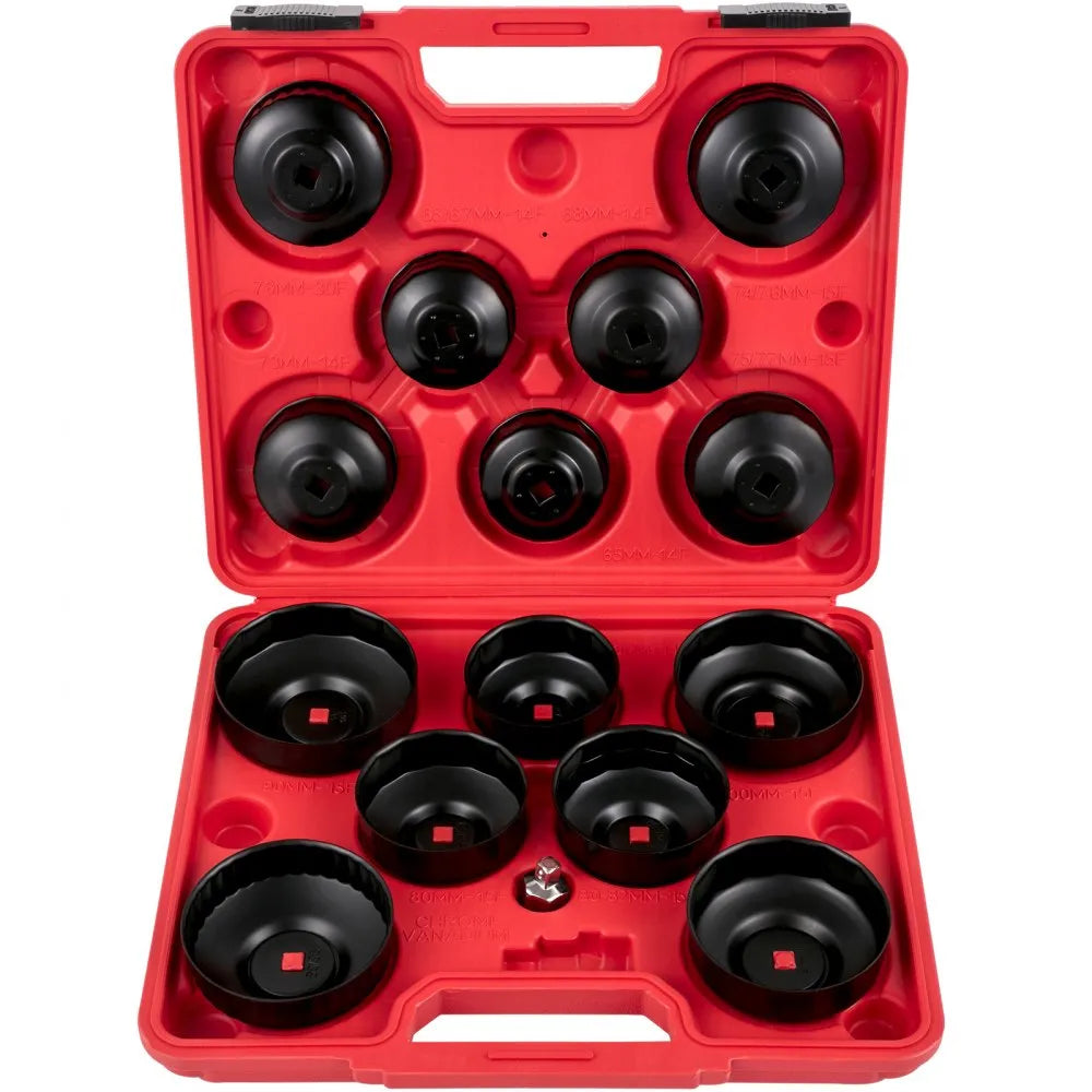VEVOR Oil Filter Socket Set, 14 Pcs Oil Filter Wrench Set, Sturdy Steel Oil Filter Socket, 3/8\" Oil Filter Socket, Low Profile Oil Filter Socket Set For Easy Access, Oil Filter Wrench Cap Set with Ca
