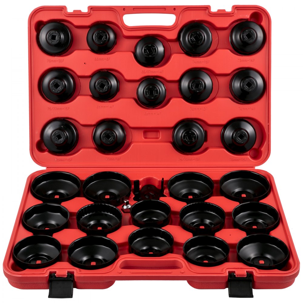VEVOR Oil Filter Socket Set, 30 Pcs Oil Filter Wrench Set, Sturdy Steel Oil Filter Socket, 3/8\" Oil Filter Socket, Low Profile Oil Filter Socket Set For Easy Access, Oil Filter Wrench Cap Set with Ca