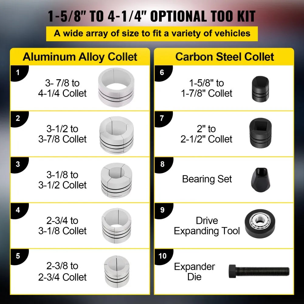 VEVOR Pipe Stretcher Kit, Exhaust Pipe Stretcher Kit 1-5/8\" to 4-1/4\", Exhaust Pipe Expander Kit for Tail Pipe Tube, Exhaust Pipe Expander Tool with Storing Case, 7 Pcs Pipe Expander, Exhaust Stretc