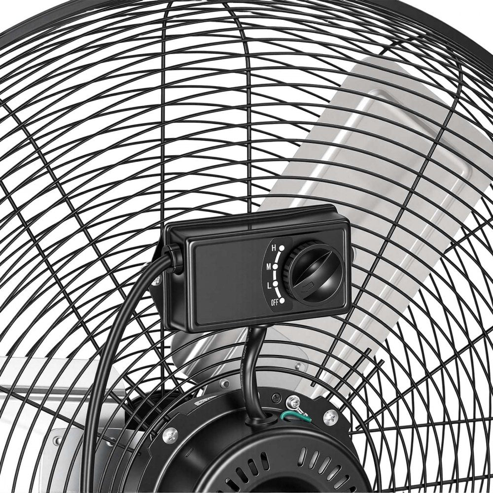 VEVOR Industrial Shop Fan, 24 Inch Floor Drum Fan, High Velocity 7500 CFM, Heavy Duty Aluminum Blades, 3 Speeds, 360 Degree Tilt, Ideal for Commercial, Garage, Warehouse, Basement, Workshop, Black