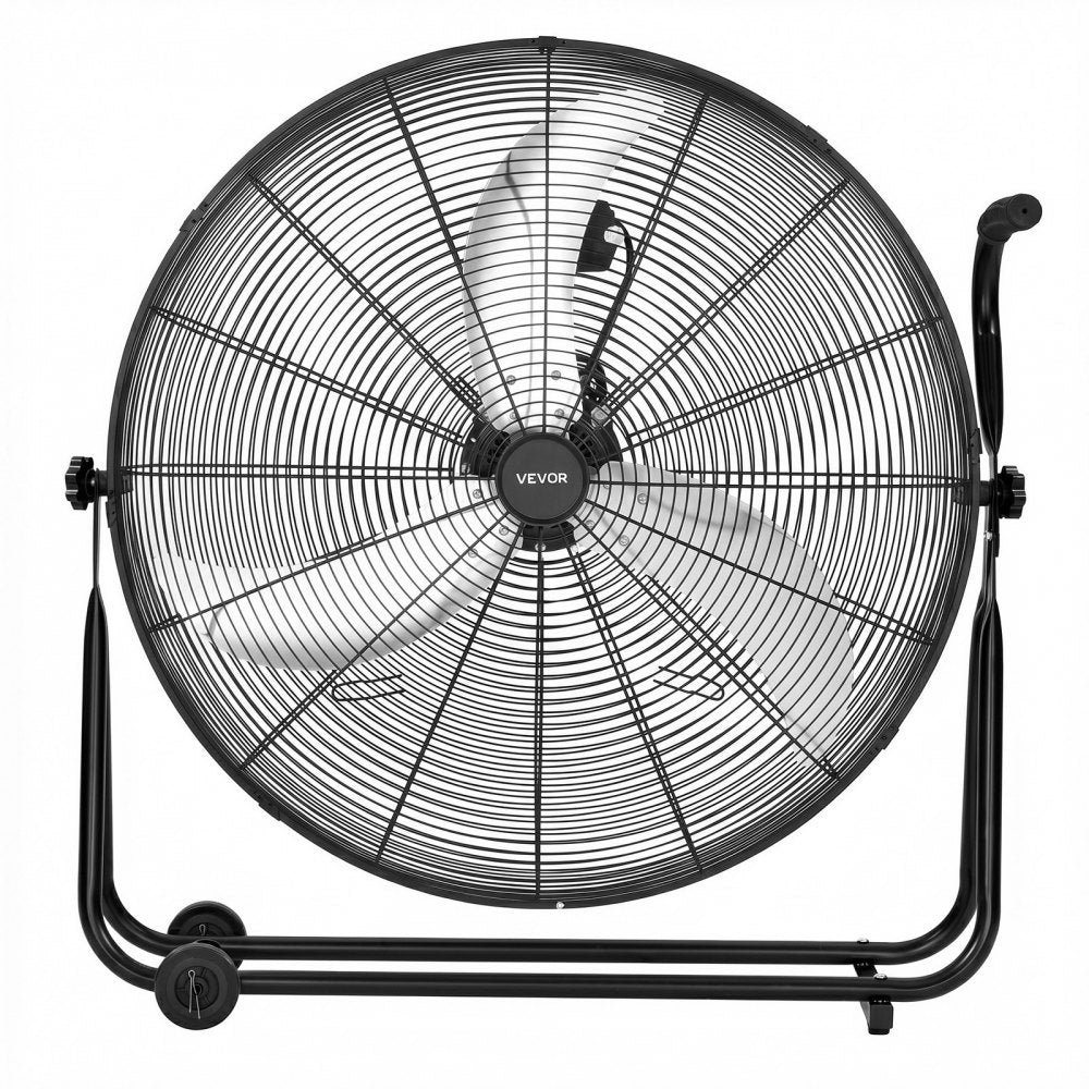 VEVOR Industrial Shop Fan, 30 Inch Floor Drum Fan, High Velocity 12000 CFM, Heavy Duty Aluminum Blades, 3 Speeds, 360 Degree Tilt, Ideal for Commercial, Garage, Warehouse, Basement, Workshop, Black
