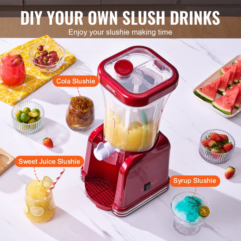 VEVOR Slushy Machine for Home, 32oz Tank Home-use Margarita Machine, Smoothie Frozen Drink Maker with Food-grade Materials, Slushie Machine for Home DIY, Kids' Parties, Red