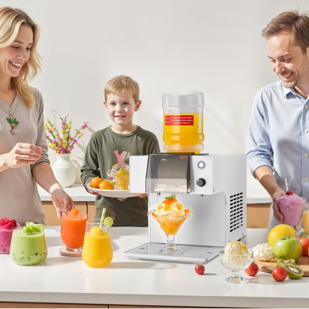 VEVOR Snowflake Ice Machine, 176LBS/24H Snowflake Ice Maker, Ice-Shaver Machine with Stainless Steel Blade, Electric Snow Cone Maker with 0.48Gal Tank, 90S Fast Pre-Cooling, for Home & Small Gathering