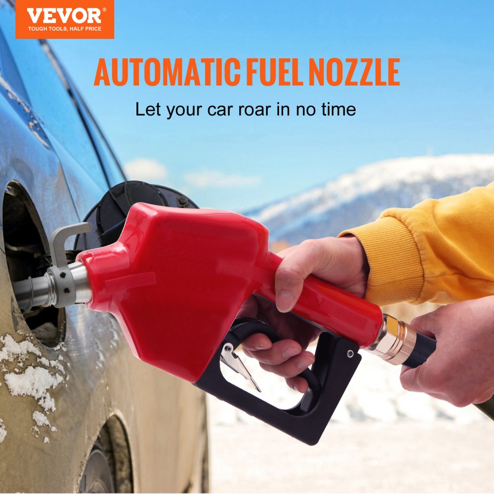 VEVOR Automatic Fuel Nozzle, 3/4" NPT Inlet Thread & 15/16" Spout, 16 GPM Max Flow Rate, Auto Shut Off, Aluminum & PVC Gas Pump Handle with 360° Swivel for Gasoline Diesel Kerosene Biodiesel Refilling