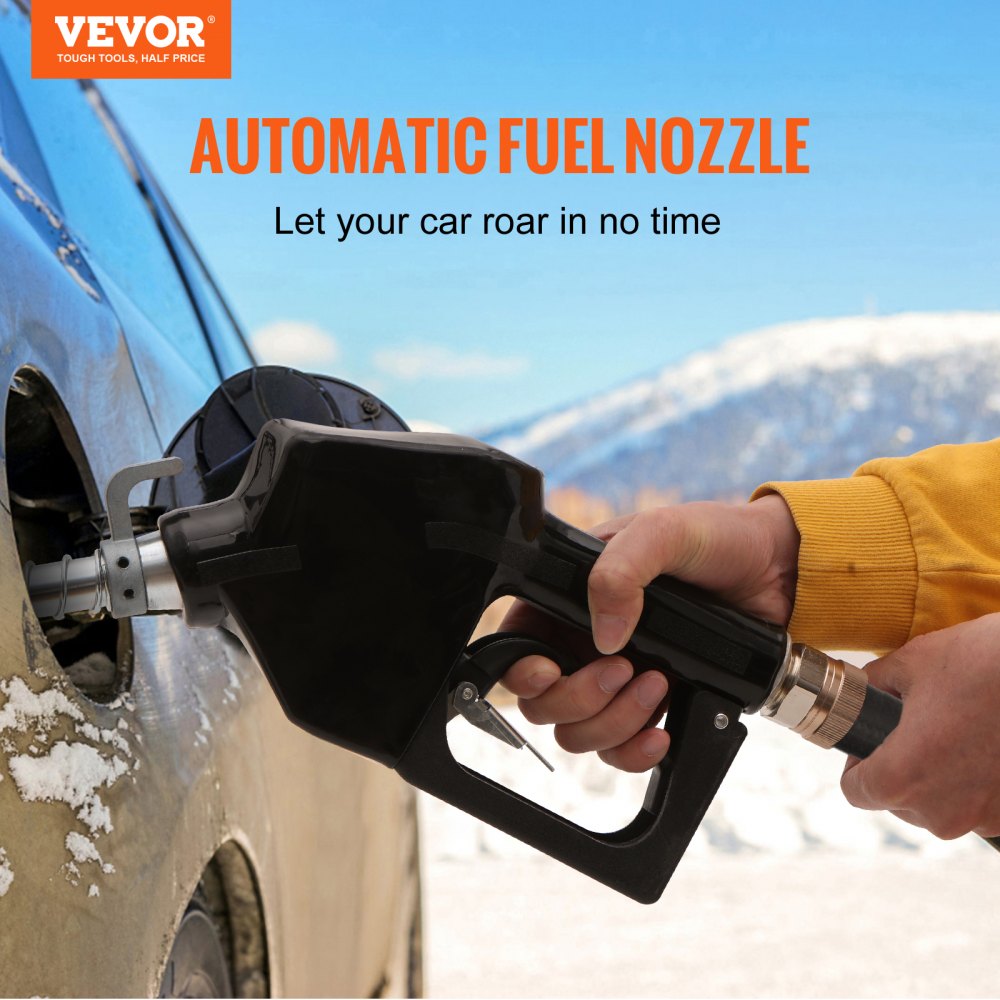 VEVOR Automatic Fuel Nozzle, 3/4" NPT Inlet Thread & 13/16" Spout, 11 GPM Max Flow Rate, Auto Shut Off, Aluminum & PVC Gas Pump Handle with 360° Swivel for Gasoline Diesel Kerosene Biodiesel Refilling