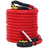 VEVOR 1\" x 31.5\' Recovery Tow Rope, 33,500 lbs, Heavy Duty Nylon Double Braided Kinetic Energy Rope with Loops and Protective Sleeves, for Truck Off-Road Vehicle ATV UTV, Carry Bag Included, Red