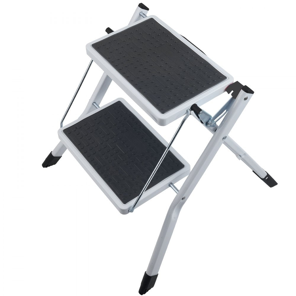 VEVOR Step Ladder 2-Step 330lbs Capacity, Ergonomic Folding Steel Step Stool with Wide Anti-Slip Pedal, Sturdy Step Stool for Adults Toddlers, Multi-Use for Household, Kitchen, Office, RVs