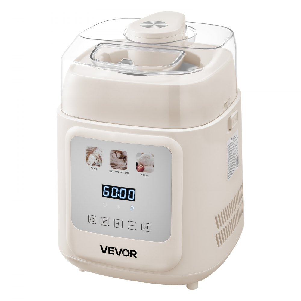 VEVOR Upright Automatic Ice Cream Maker with Built-in Compressor, 1 Quart No Pre-freezing Gelato Maker & Frozen Yogurt Machine, 4 Modes Electric Sorbet-Maker, Compressor Ice Cream Machine for Home