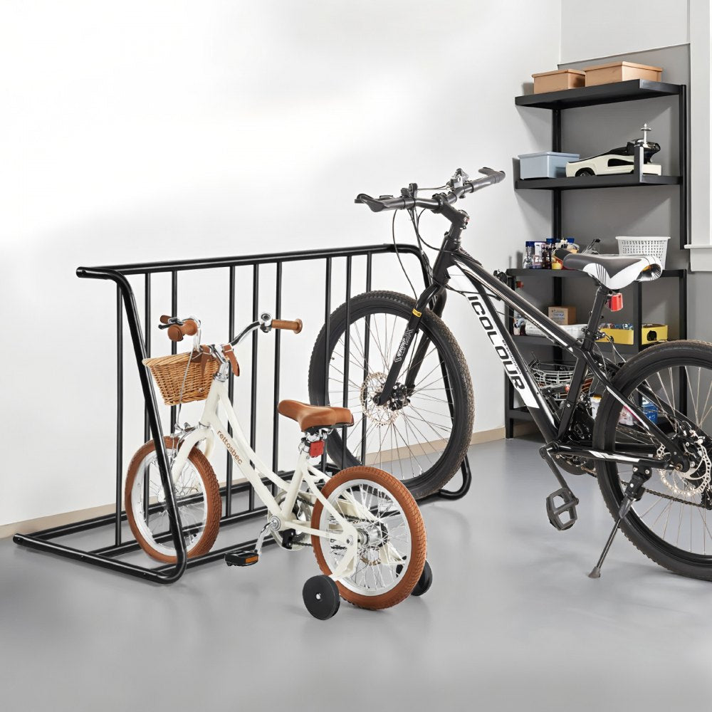 VEVOR Bike Rack, Fits Tire Width 3 Inch/76.2 mm, Carbon Steel Double-Sided Grid Bike Rack Stand, Freestanding Bicycle Storage Holder for Curbside, Garage, Indoor, Outdoor Parking, 6-Bicycle Capacity