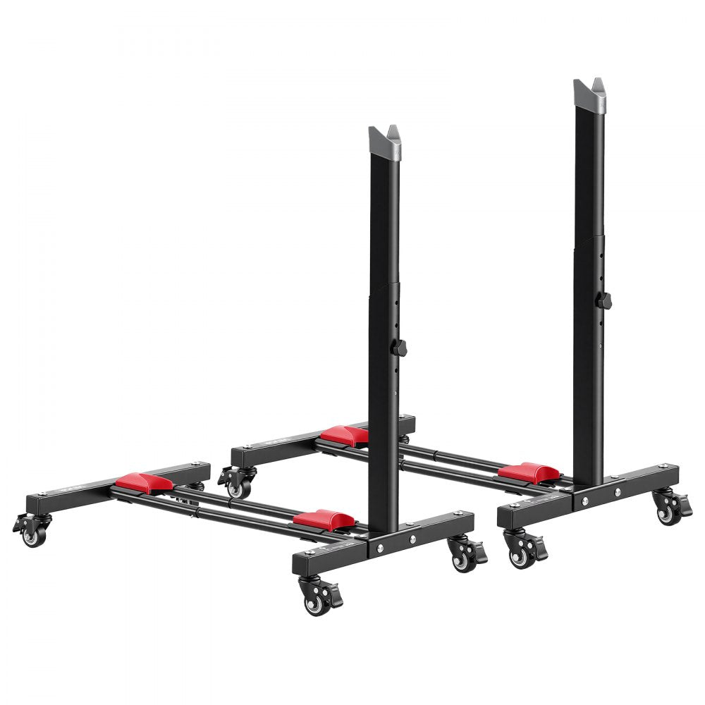 VEVOR Bike Stand 2 Pack, Freestanding Vertical & Horizontal Bike Storage Rack, with Lockable Casters, Height Adjustable Carbon Steel Upright Garage Bicycle Floor Stand, for 20-29 in Wheels, Black