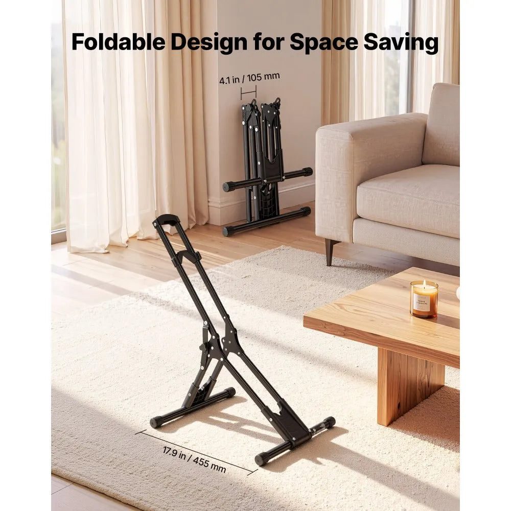 VEVOR Bike Stand 2 Pack, Foldable Freestanding Bike Storage Rack, Carbon Steel Garage Bicycle Floor Stand, Fits 20-29 in Wheel Diameters, Drill-Free Installation, for Garage, Apartment, Home, Black