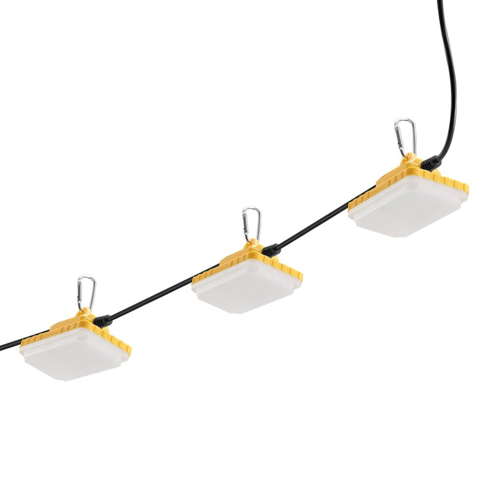 VEVOR 100FT Construction String Lights, 150W 15000LM, 10PCs String Work Light, 5000-5500K, IP65 Waterproof, with Hanging Hooks, for Construction Site, Temporary Lighting Indoor & Outdoor, ETL Listed