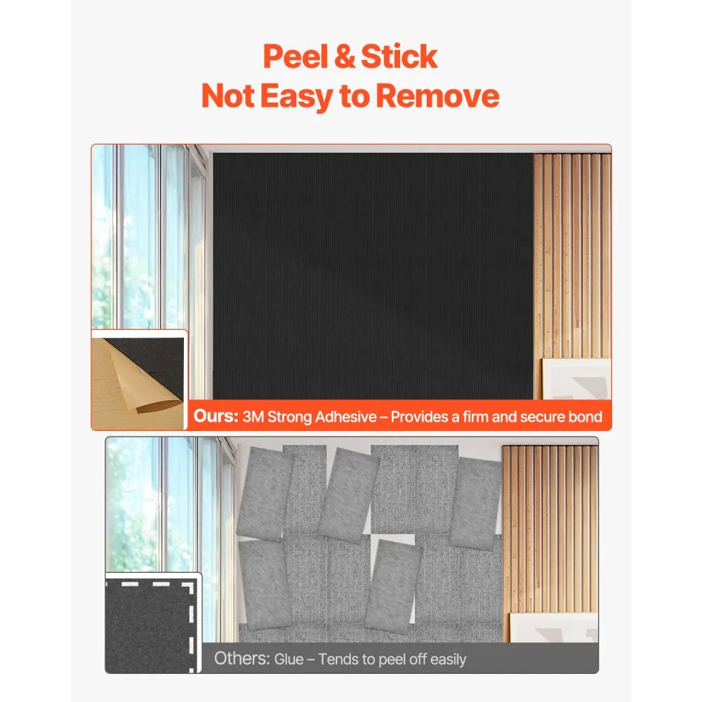 VEVOR 5 Pack Acoustic Panels with Self Adhesive, 47.2 x 23.6 x 0.4 inch Sound Proof Foam Panels, Polyester Fiber Soundproof Wall Panels High Density, for Home, Studio, Office, Theater, Black