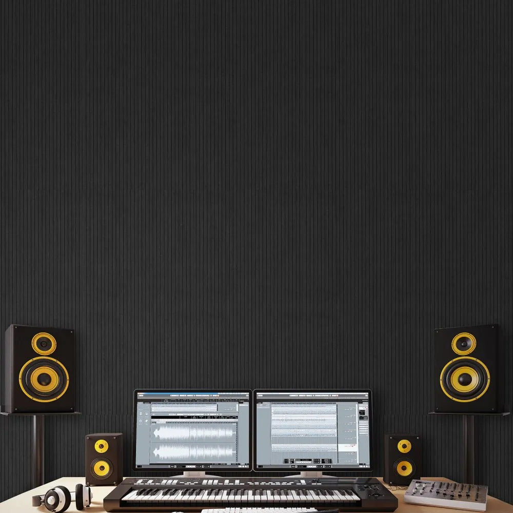 VEVOR 5 Pack Acoustic Panels with Self Adhesive, 47.2 x 23.6 x 0.4 inch Sound Proof Foam Panels, Polyester Fiber Soundproof Wall Panels High Density, for Home, Studio, Office, Theater, Black