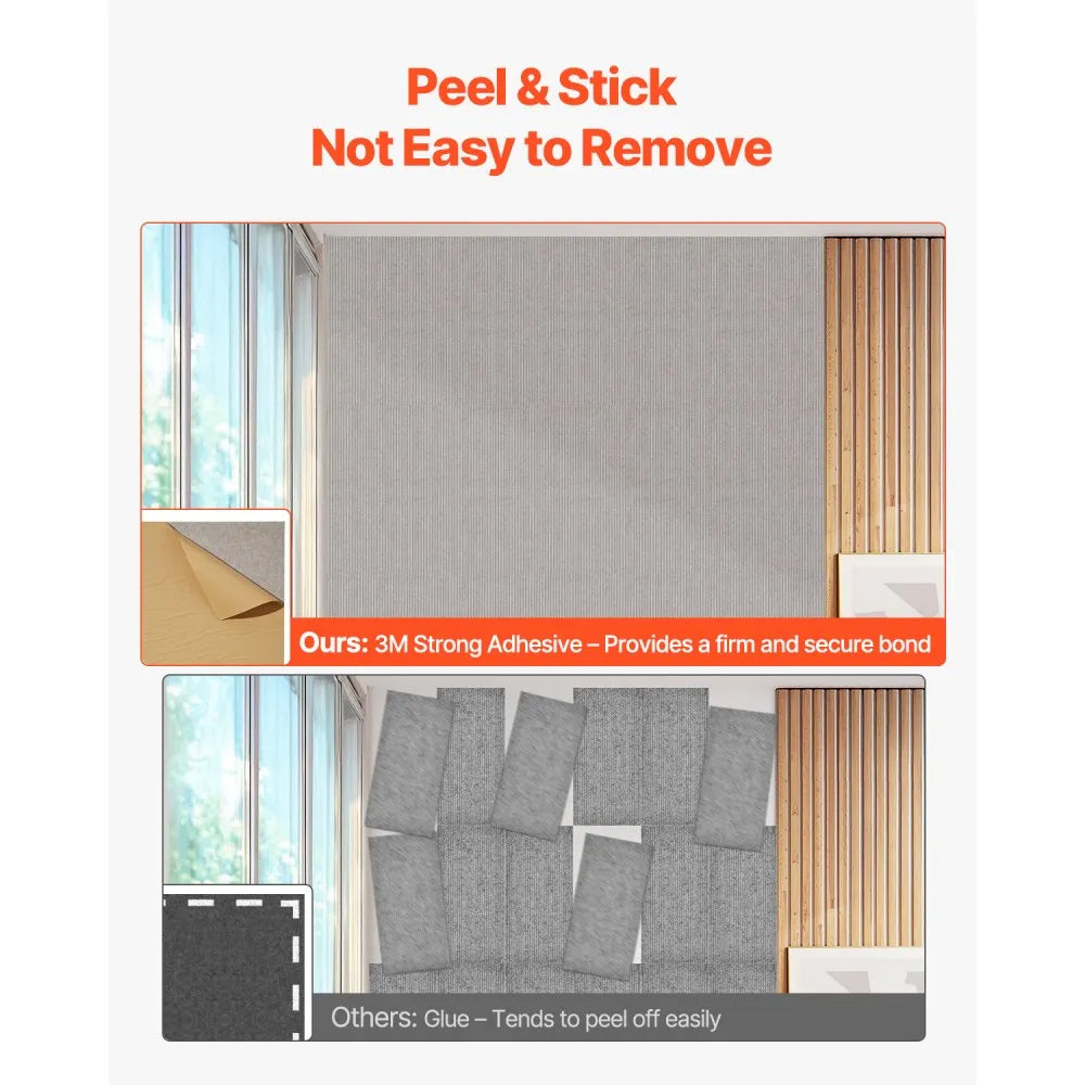 VEVOR 5PCS Acoustic Panels with Self Adhesive, 47.2 x 23.6 inch Sound Proof Foam Panels, Polyester Fiber Soundproof Wall Panels High Density, for Home, Studio, Office, Theater, Camel