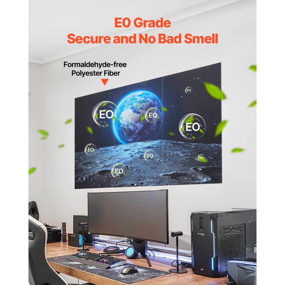 VEVOR 6 Pack Art Acoustic Panels, 70.87 x 47.24 x 0.4 inch Soundproof Wall Tiles, Self Adhesive Decorative Sound Dampening Absorbing Boards for Home, Office, Studio, Gaming Room,Theater, Earth