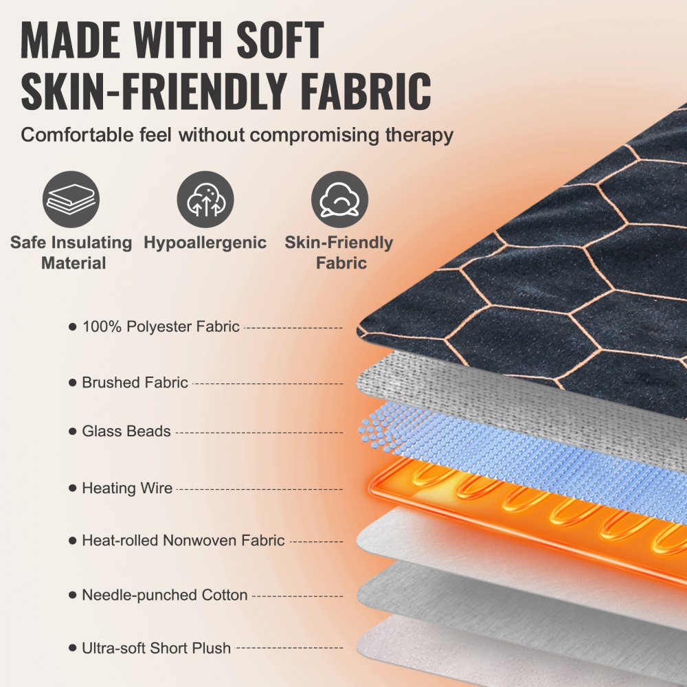 VEVOR Far Infrared Heating Pad, 12" x 24" Weighted Heating Pad with Far Infrared Therapy, 4 Temperature Settings, 2-hour Auto-off, Electric Heating Pad for Back Neck Shoulder Abdomen Pain Relief