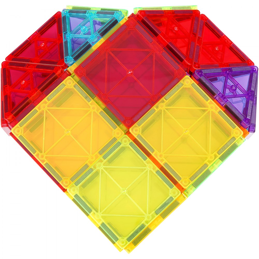VEVOR Magnetic Tiles, 180 PCS Magnetic Building Blocks for Kids, Magnet Building Set with 2 Car Bases & Ferris Wheel Stand, STEM Educational Construction Stacking Toys for Toddlers Boys Girls Aged 5+