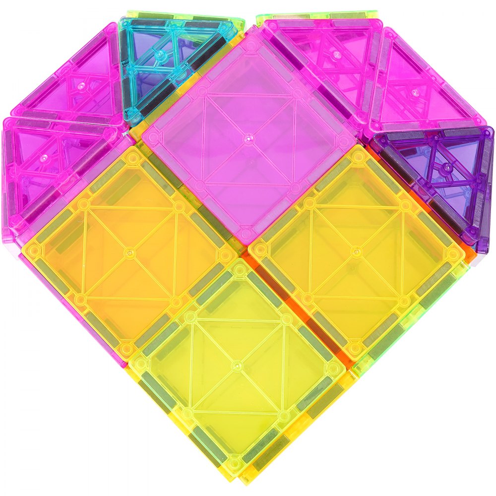 VEVOR Magnetic Tiles, 55 PCS Magnetic Building Blocks for Kids, Magnet Building Set with Car Base & 16 Digital Cards, STEM Educational Construction Stacking Toys Gift for Toddlers Boys Girls Aged 4+