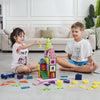 VEVOR Magnetic Tiles, 121 PCS Magnetic Building Blocks for Kids, Magnet Building Set with 2 Car Bases & 26 Digital Cards, STEM Educational Construction Stacking Toys for Toddlers Boys Girls Aged 5+