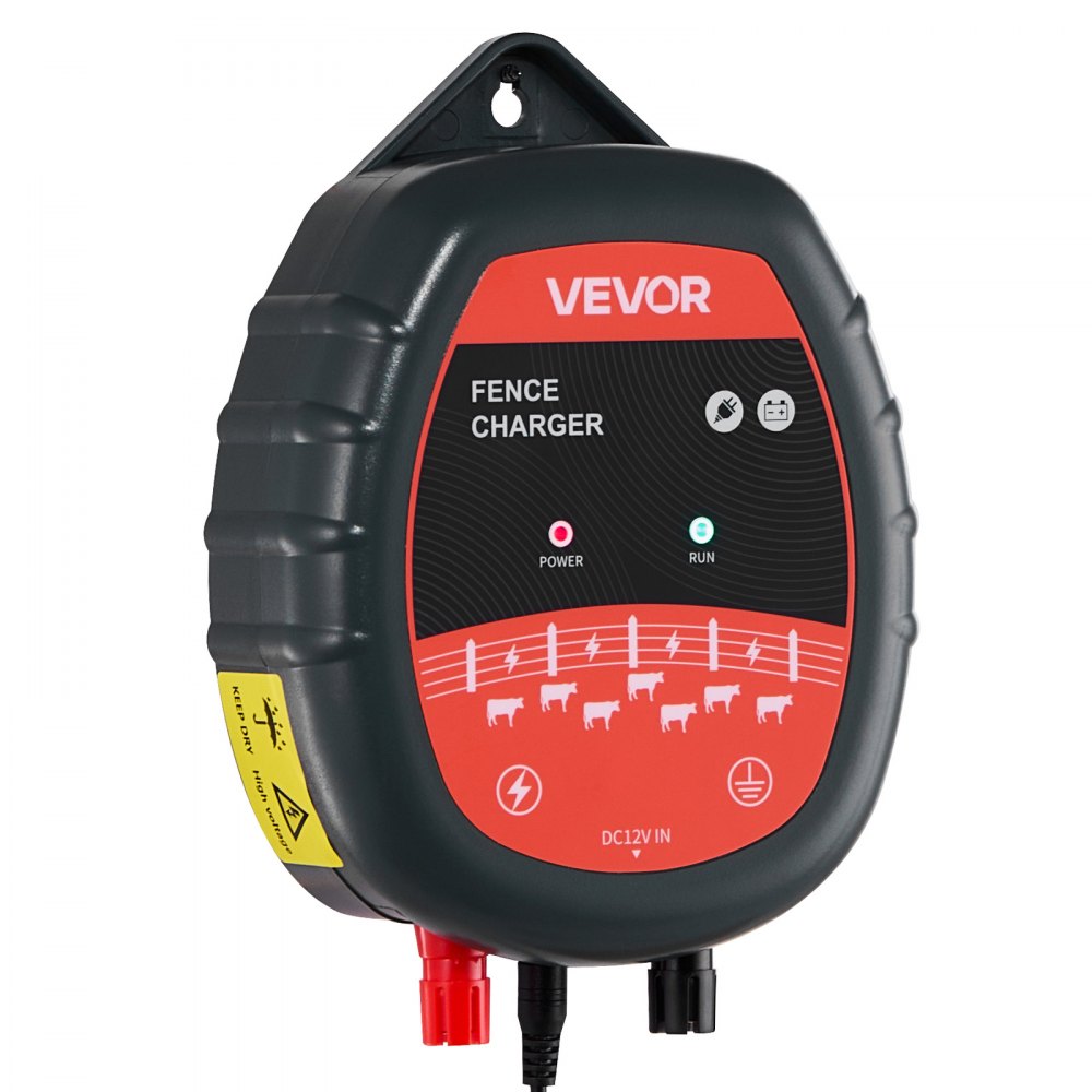 VEVOR Electric Fence Charger, 10kV 1J, AC DC Electric Fence Energizer with LED Indicator, 1.86 Miles Range, Powerful Plug-in Fences Charger, Prevents Wild Animals Intrusion for Livestock Poultry